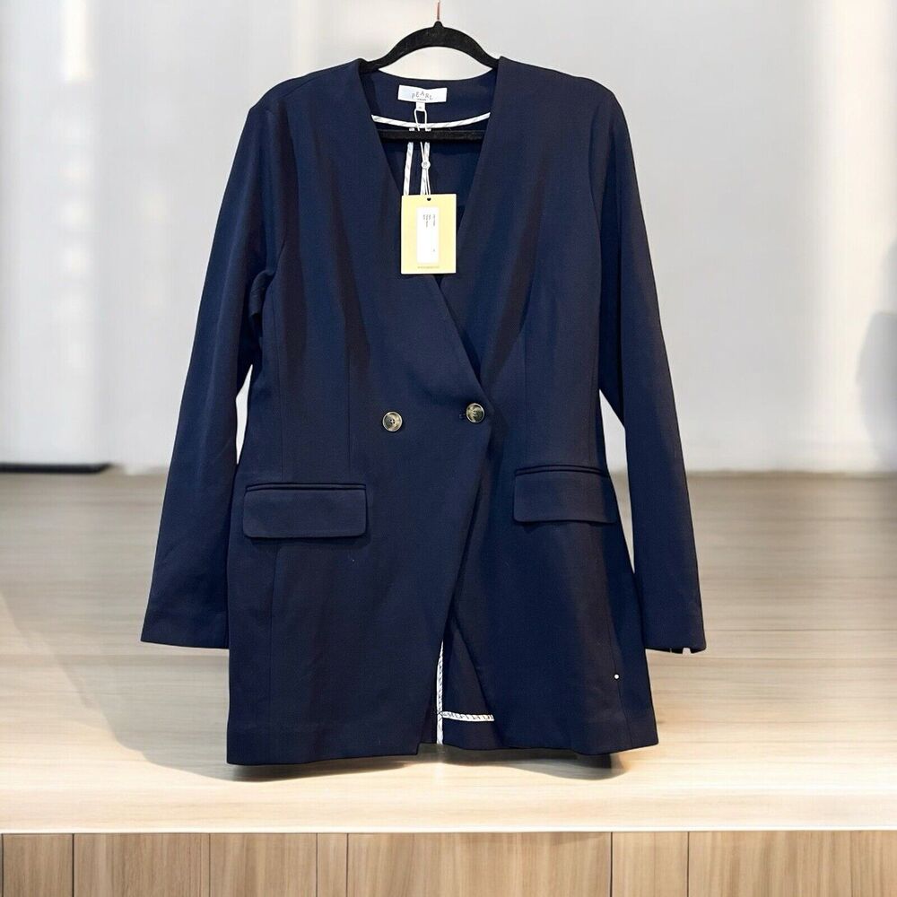 NEW Pearl Womens Blazer 10 Navy Ponte Knit $425 NYC